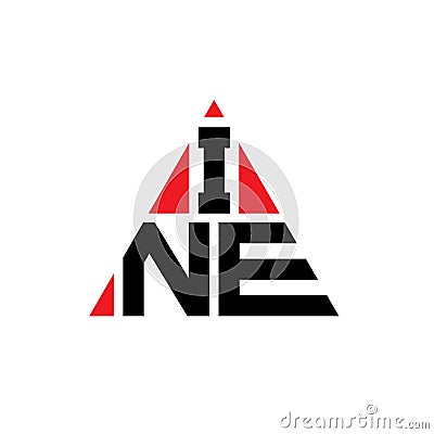 INE triangle letter logo design with triangle shape. INE triangle logo design monogram. INE triangle vector logo template with red Vector Illustration