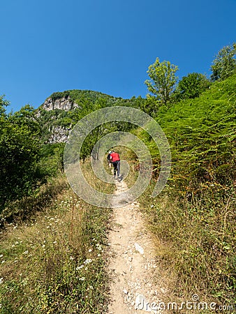 The trail to Inelet and Scarisoara hamlets, Romania Stock Photo