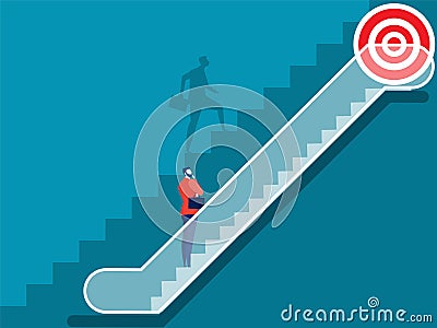 Inequality concept with different way by escalator and stair ,different stairs, different career opportunities, obstaclesto for su Vector Illustration