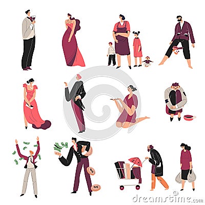 Inequality and discrimination of people, injustice Vector Illustration