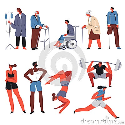 Inequality of people, disability and sportsmen Vector Illustration