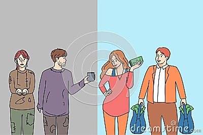 Inequality of poor and rick people in society Vector Illustration