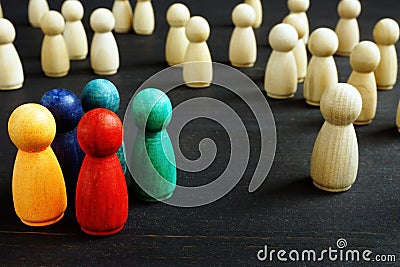 Inequality and racism concept different figures Stock Photo