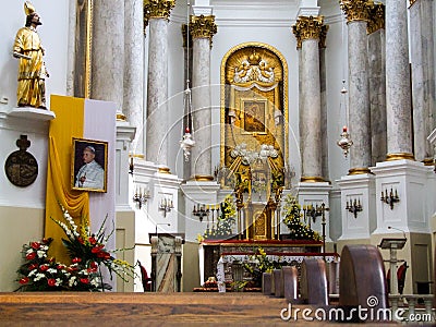 Inerior of Basilica of the Birth of the Virgin Mary in CheÅ‚m in Poland Editorial Stock Photo