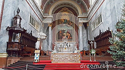 An inetiror panoramic view of Esztergom Basilica Editorial Stock Photo