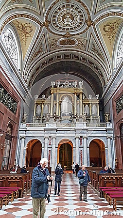 An inetiror panoramic view of Esztergom Basilica Editorial Stock Photo