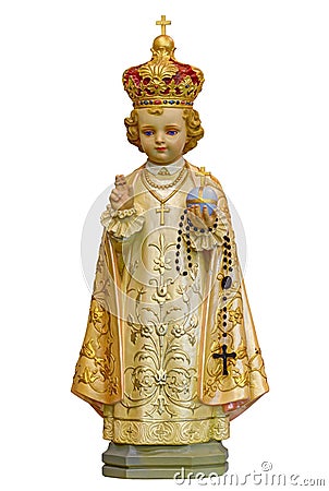 Infant Jesus of Prague statue isolated Stock Photo