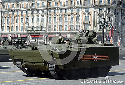 Infantry fighting vehicle BMP on medium tracked platform kurganets-25 Editorial Stock Photo