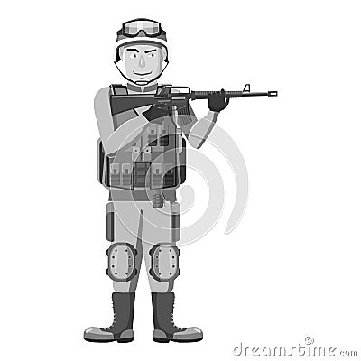 Infantryman with weapons icon Vector Illustration