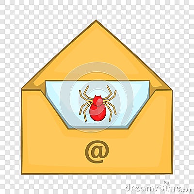 Infected email icon, cartoon style Vector Illustration