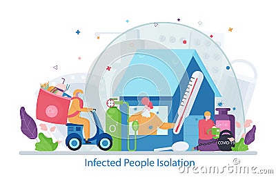 Infected People Isolation concept, modern flat design vector illustration Vector Illustration