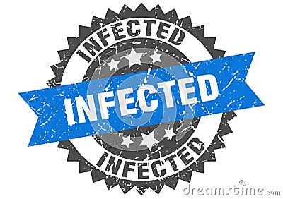 Infected stamp. infected grunge round sign. Vector Illustration