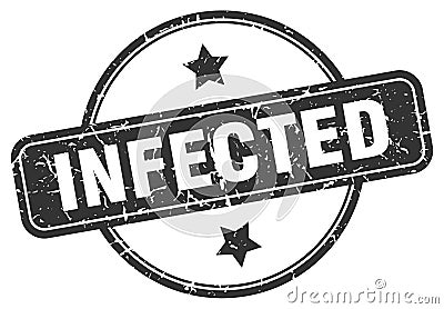 infected stamp. infected round vintage grunge label. Vector Illustration