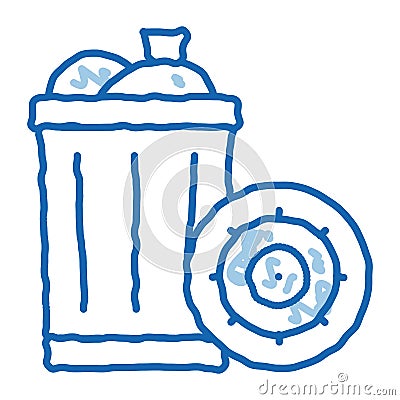 Infection Bacteria Germ In Trash doodle icon hand drawn illustration Vector Illustration