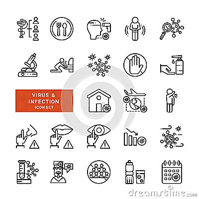 Infection and virus icon set Vector Illustration