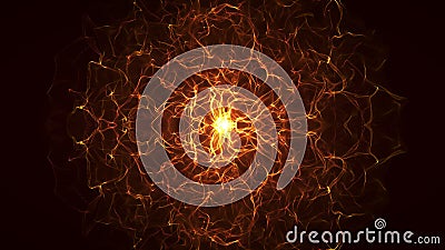 Inferno fire ball. Abstract burning sphere with glowing flames Stock Photo