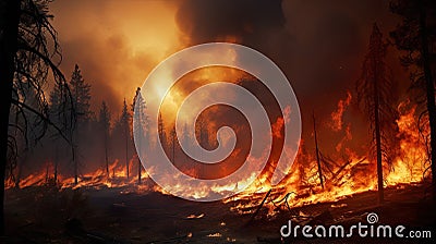 Inferno Unleashed: Forest Fire's Devastating Fury Stock Photo