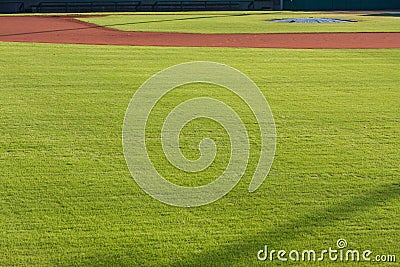 Infield Dirt And Outfield Grass Of Baseball Field Stock Photo