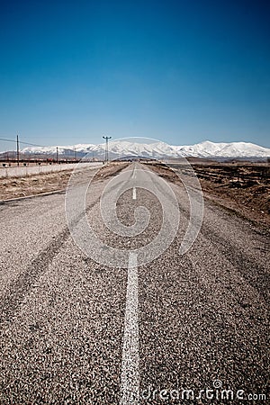 Infinit road in Turkish landscapes Stock Photo