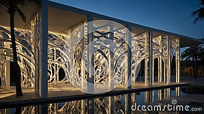 Infinite Design in Fractal Architecture with Repeating Patterns Stock Photo