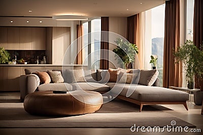 Infinite Detail Modern Apartment Living in 32K Realistic and Dynamically Balanced Composition Stock Photo