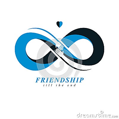 Infinite friendship, friends forever, special vector logo combined with two symbols of eternity loop . Vector Illustration