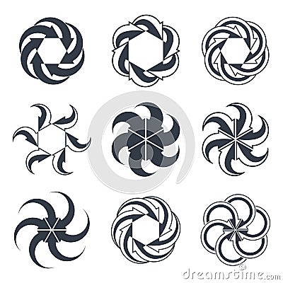 Infinite loop arrows vector abstract symbol, single color graphic design template collection, 3d pictogram set. Vector Illustration