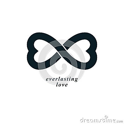 Infinite Love concept, vector symbol created with infinity sign Vector Illustration