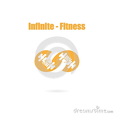 Infinite sign and dumbbell icon.Infinit,Fitness and gym logo. Vector Illustration