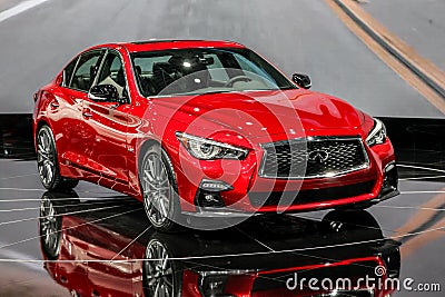 Infiniti Q50 S shown at the New York International Auto Show 2017 Editorial Stock Photo