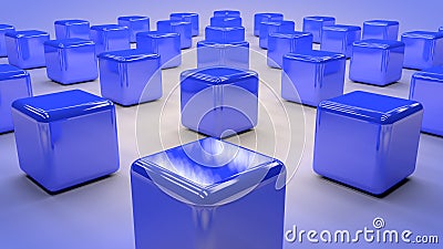 Infinity Blue Rounded Cubes With Shadow And Light Reflecting Stock Photo