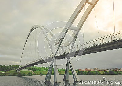 Infinity Bridge on dark sky with cloud at Stockton-on-Tees, UK. Editorial Stock Photo