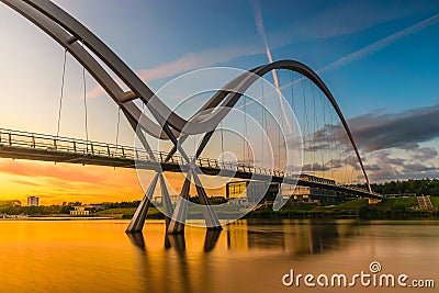 Infinity Bridge at sunset In Stockton-on-Tees Editorial Stock Photo