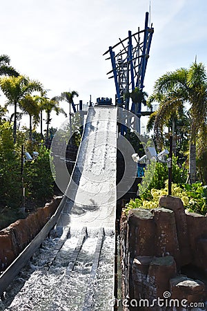 Infinity Falls ride at SeaWorld Orlando in Florida Editorial Stock Photo