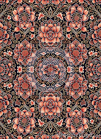 Infinity Geometric pattern of roses design for Mirror Pattern. Pattern mirrored repeat for background. Generative AI Stock Photo