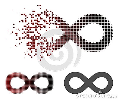 Dispersed Dot Halftone Infinity Icon Vector Illustration