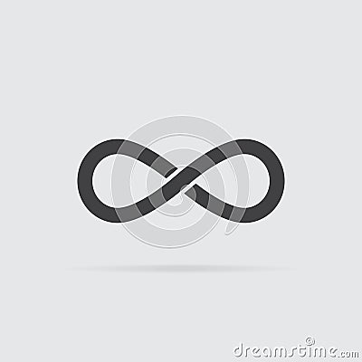 Infinity icon in flat style isolated on grey background Vector Illustration