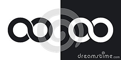 Infinity icon set. forever infinite loop vector symbol. unlimited numbers of cycles sign. endless process icon in black filled and Vector Illustration