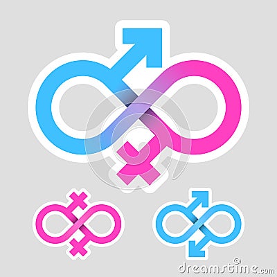 Infinity love, gender symbols Vector Illustration