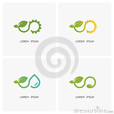 Infinity nature logo set - ecology and agriculture Vector Illustration