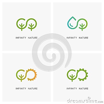 Infinity and nature logo set Vector Illustration