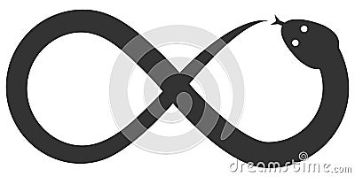 Ouroboros. Medieval endless symbol of life and death. Vector infinity logo Vector Illustration