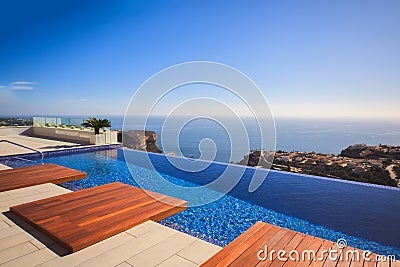 Infinity pool with beautiful sea views Stock Photo