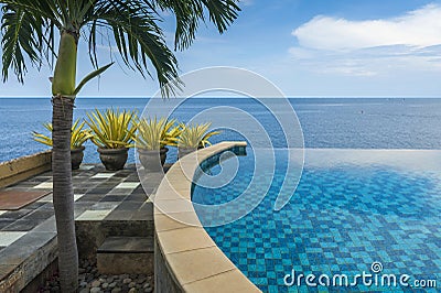 Infinity Pool at a Villa in Bali Stock Photo