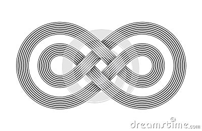 Infinity sign made of two crossed metal wires. Limitless strip symbol. Vector illustration Vector Illustration