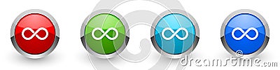 Infinity silver metallic glossy icons, eternity, infinite, endless, loop concept set of modern design buttons for web, internet Stock Photo