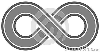 Infinity symbol medium gray - outlined with discontinuation - is Vector Illustration