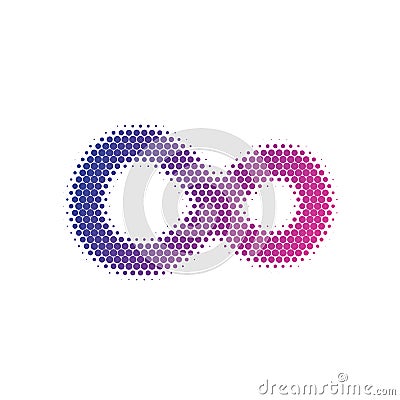 Infinity symbol in halftone. Dotted illustration isolated on a white background.Vector illustration Cartoon Illustration