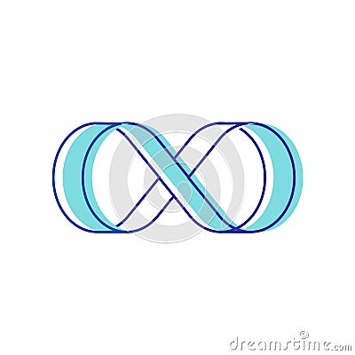 Infinity Symbol Isolated on White Background. Blue Contoured Thickness Style Symbol of Repetition Unlimited Cyclicity Vector Illustration