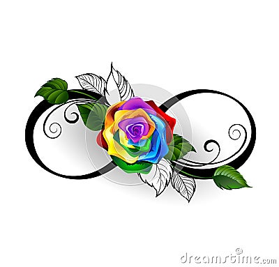 Infinity symbol with rainbow rose Vector Illustration